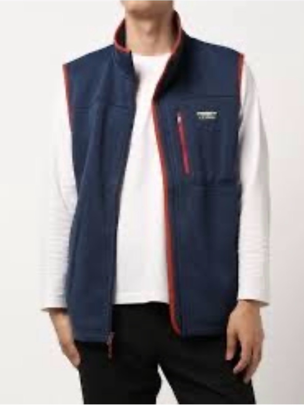 LL BEAN SLIGHTLY FITTED MENS FULL ZIP BLUE SWEATER VEST  505974 SIZE LARGE EUC